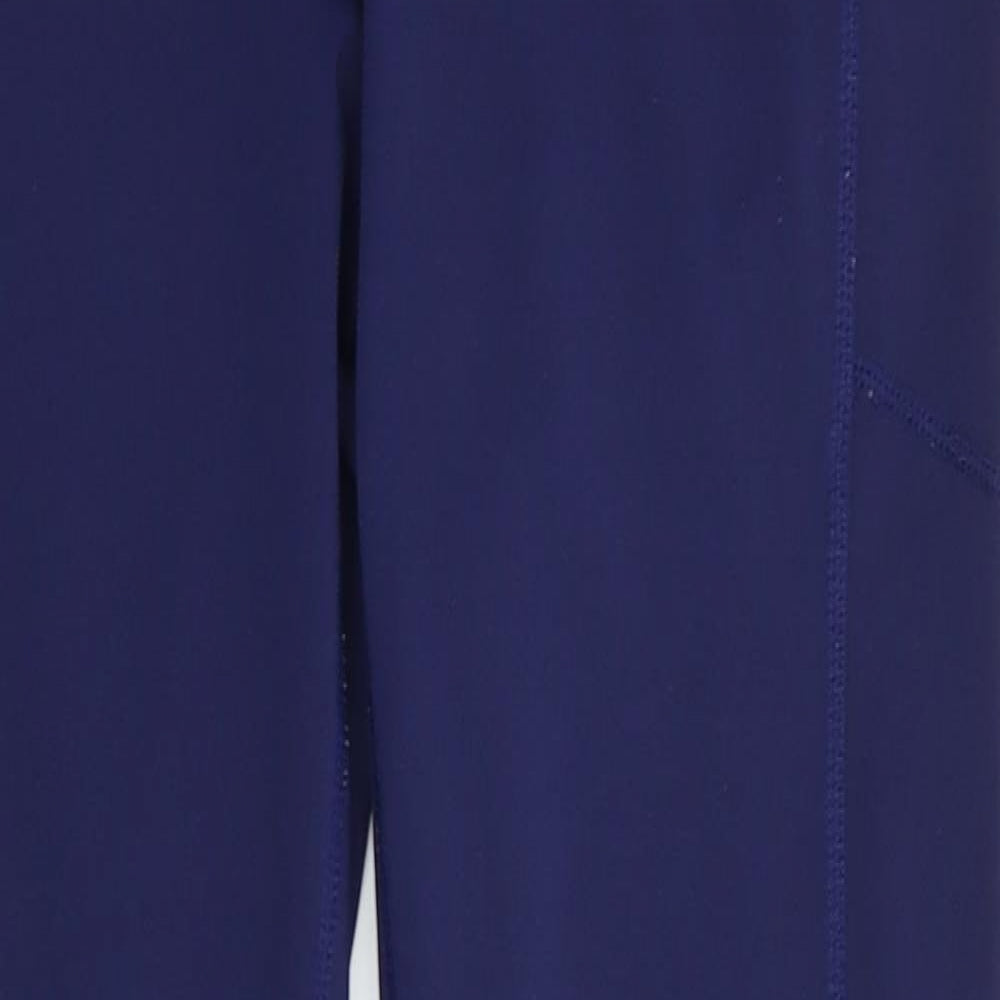 Preworn - label not readable Womens Blue Colourblock Polyester Compression Leggings Size 12 L28 in Regular  - Navy Blue Pink Grey