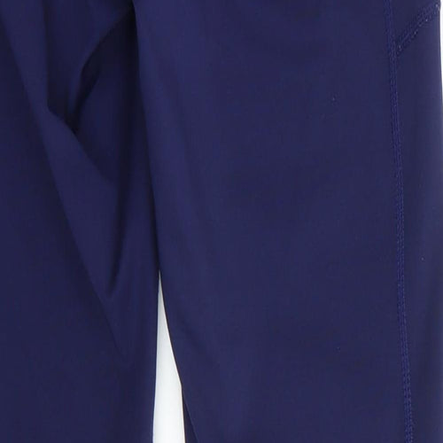 Preworn - label not readable Womens Blue Colourblock Polyester Compression Leggings Size 12 L28 in Regular  - Navy Blue Pink Grey