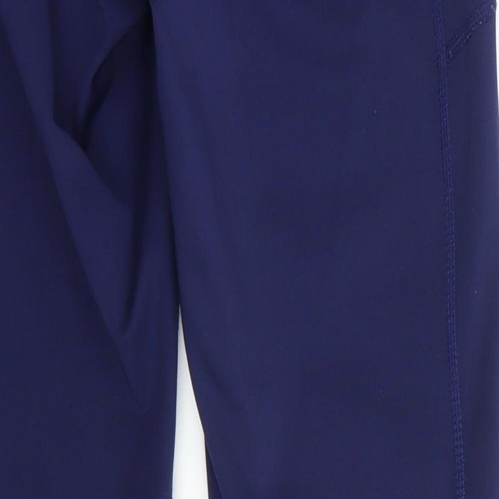 Preworn - label not readable Womens Blue Colourblock Polyester Compression Leggings Size 12 L28 in Regular  - Navy Blue Pink Grey