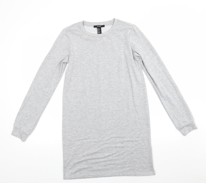 FOREVER 21 Womens Grey T-Shirt Dress Size XS Round Neck - Grey Mix Heavy Weight T-shirt type fabric