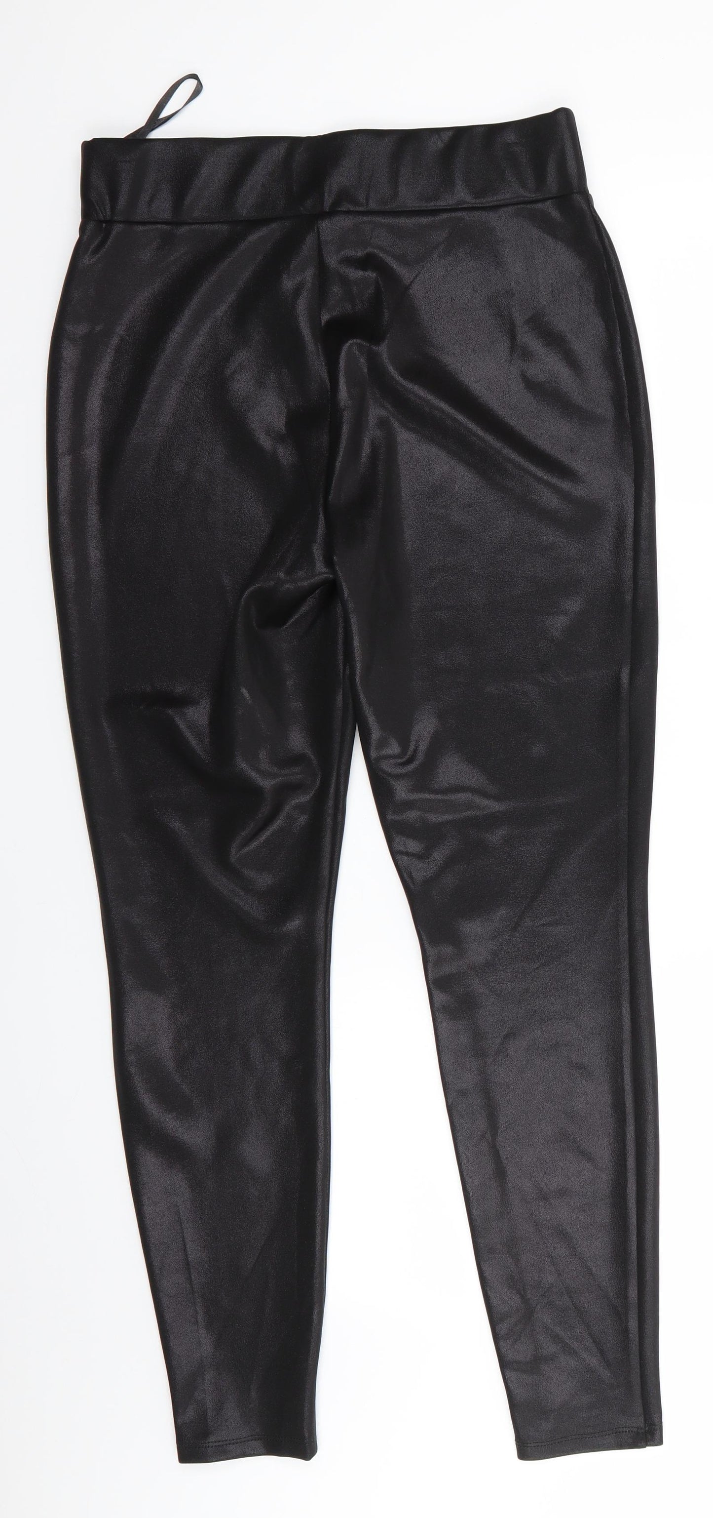 Papaya Womens Black  Polyester Jegging Trousers Size 14 L27.5 in Regular  - Sheen Finish