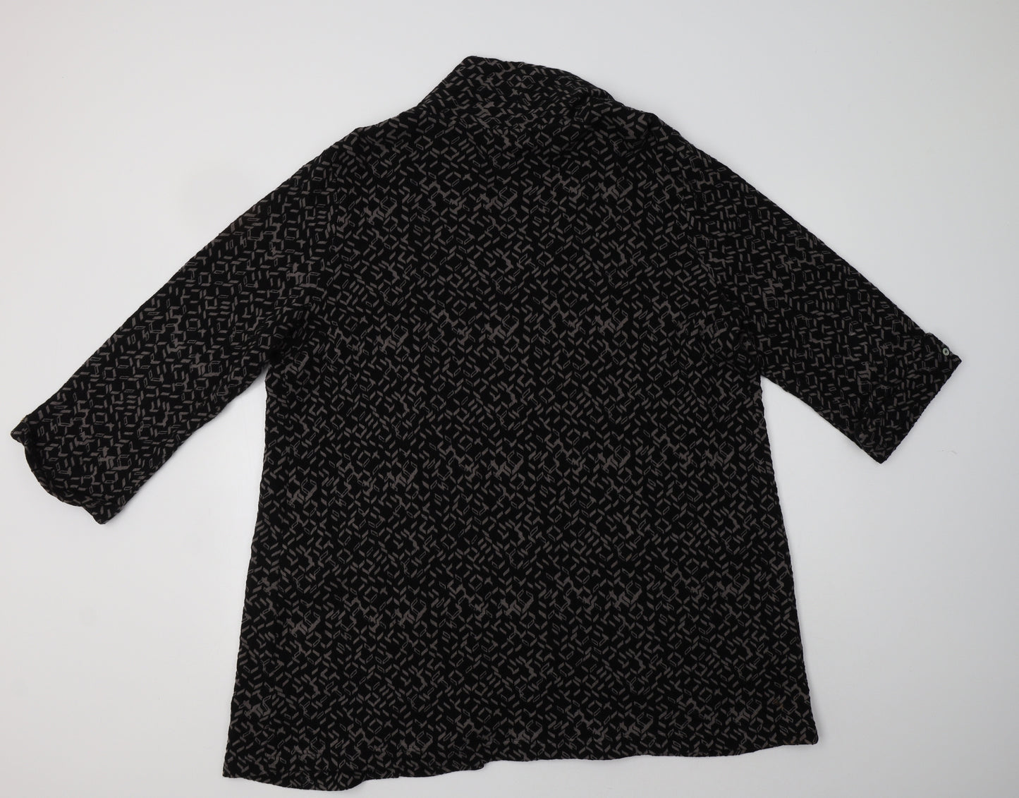 Adini Womens Black Geometric  Overcoat Blazer Size L