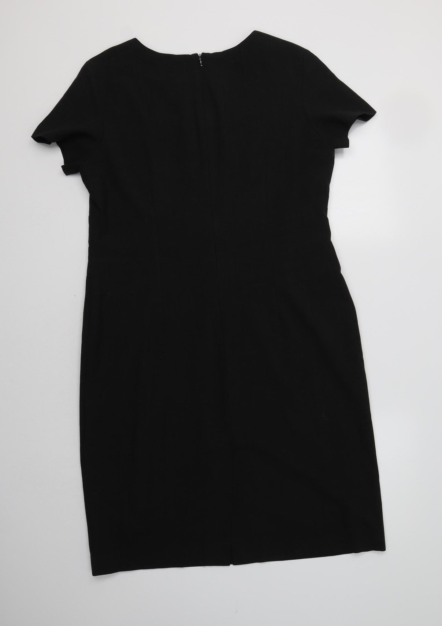 Simon Jersey Womens Black  Polyester Pencil Dress  Size 16  Square Neck