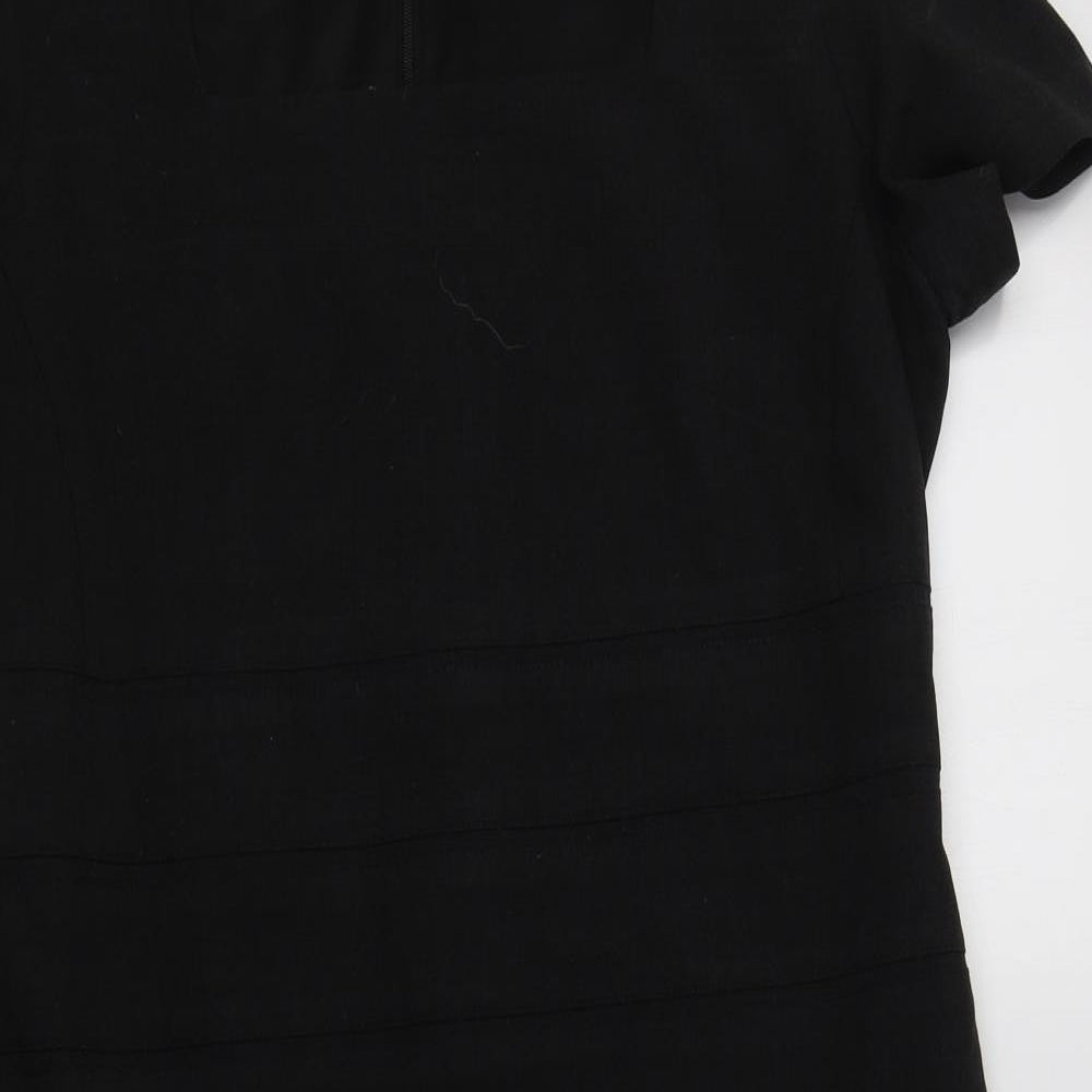 Simon Jersey Womens Black  Polyester Pencil Dress  Size 16  Square Neck