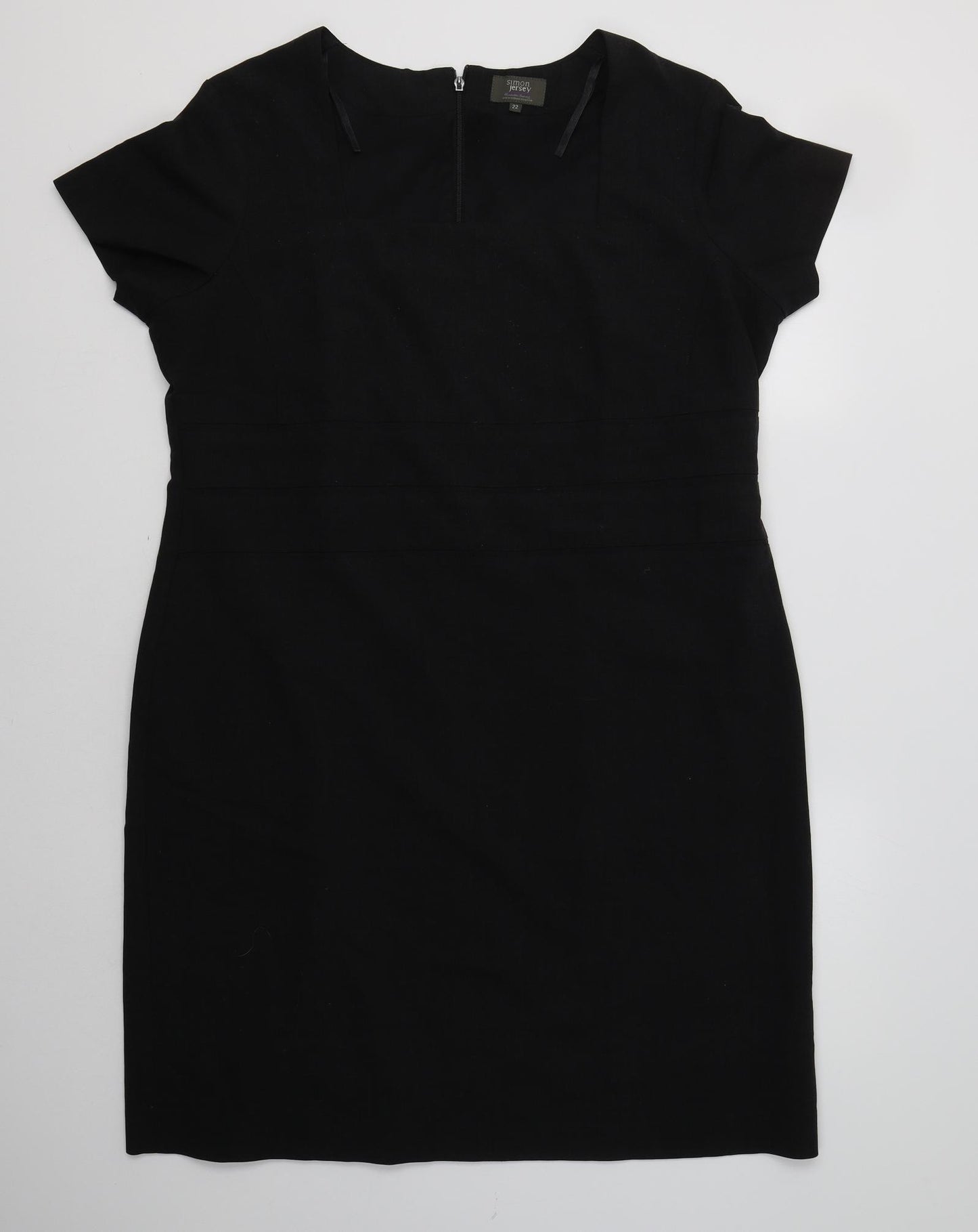 Simon Jersey Womens Black  Polyester Pencil Dress  Size 22  Square Neck