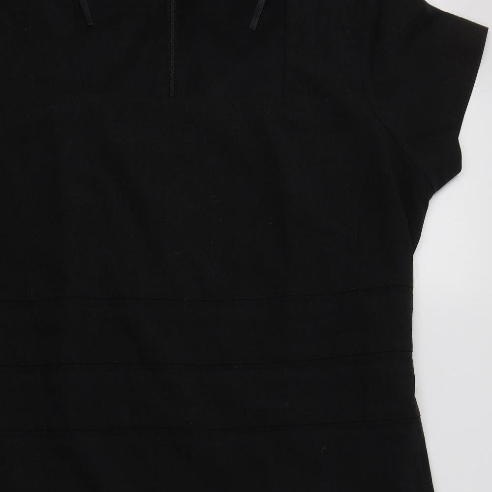 Simon Jersey Womens Black  Polyester Pencil Dress  Size 22  Square Neck