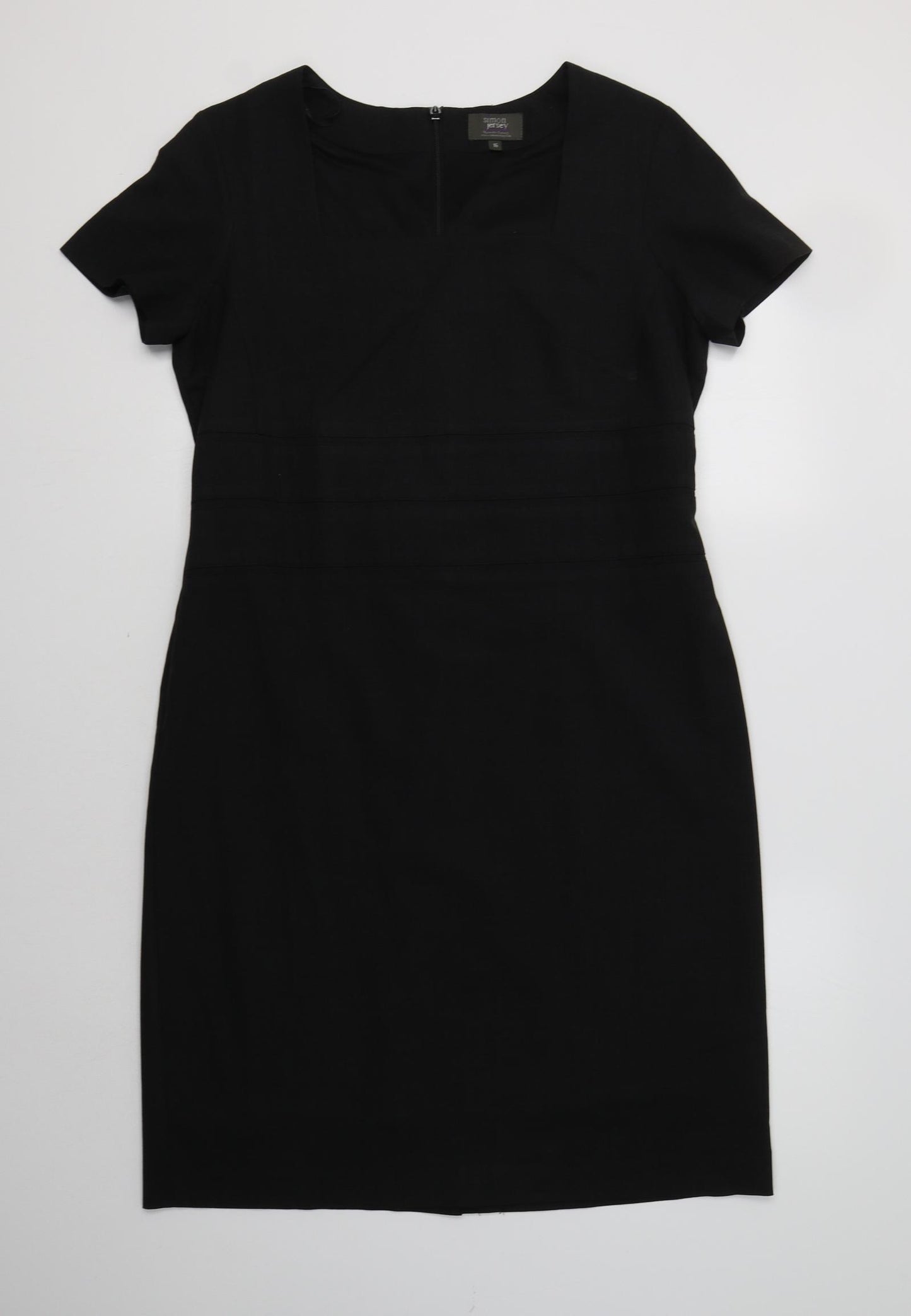 Simon Jersey Womens Black  Polyester Pencil Dress  Size 16