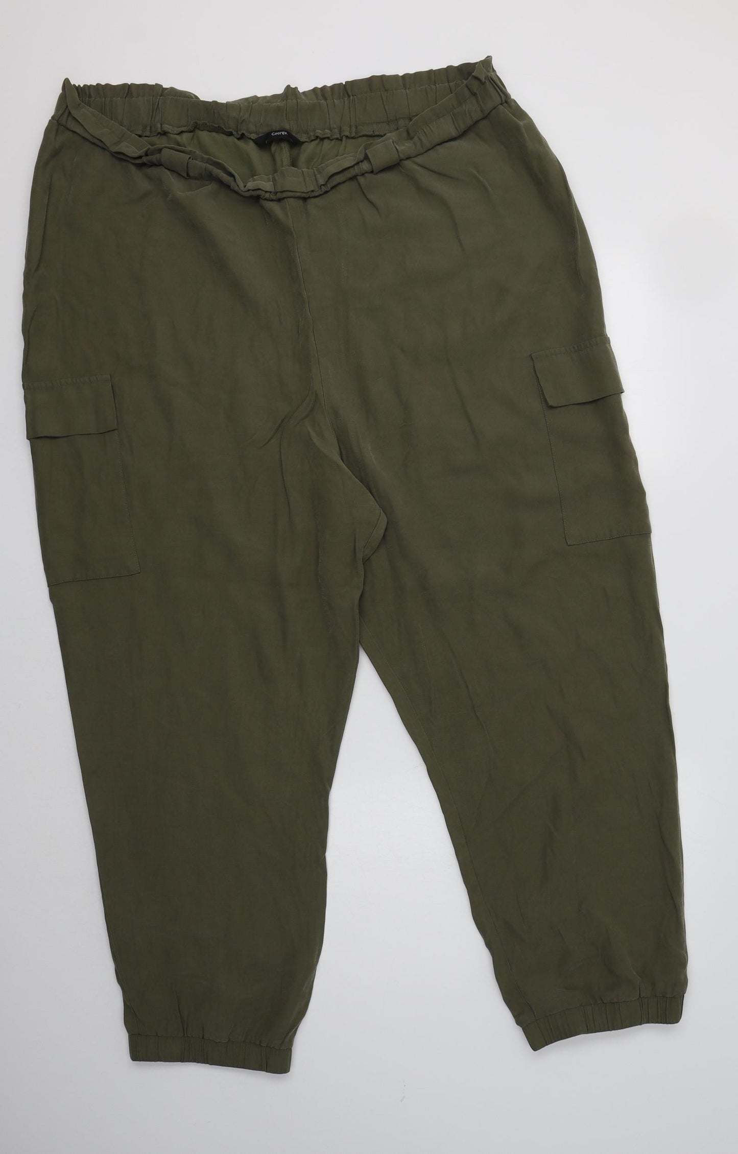George Womens Green  Viscose Cargo Trousers Size 24 L28 in Regular