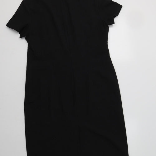 Simon Jersey Womens Black  Polyester Pencil Dress  Size 16  Square Neck