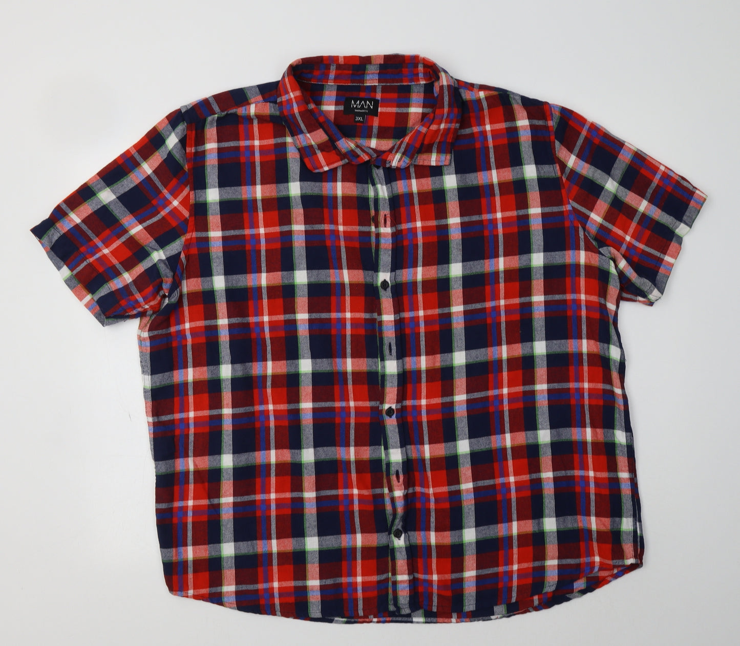 Boohoo Man Mens Multicoloured Check Cotton  Button-Up Size 3XL Collared