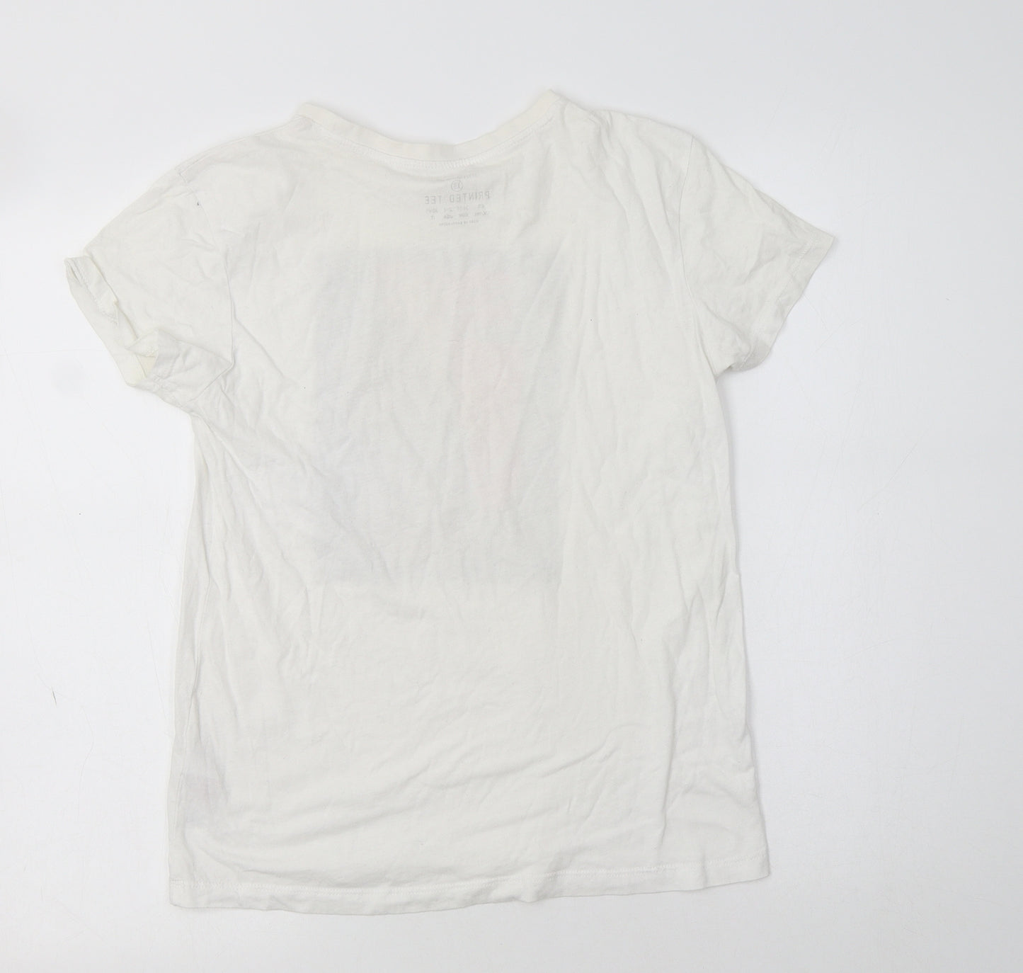 Peimark Womens White  Cotton Basic T-Shirt Size XS Crew Neck