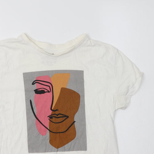 Peimark Womens White  Cotton Basic T-Shirt Size XS Crew Neck