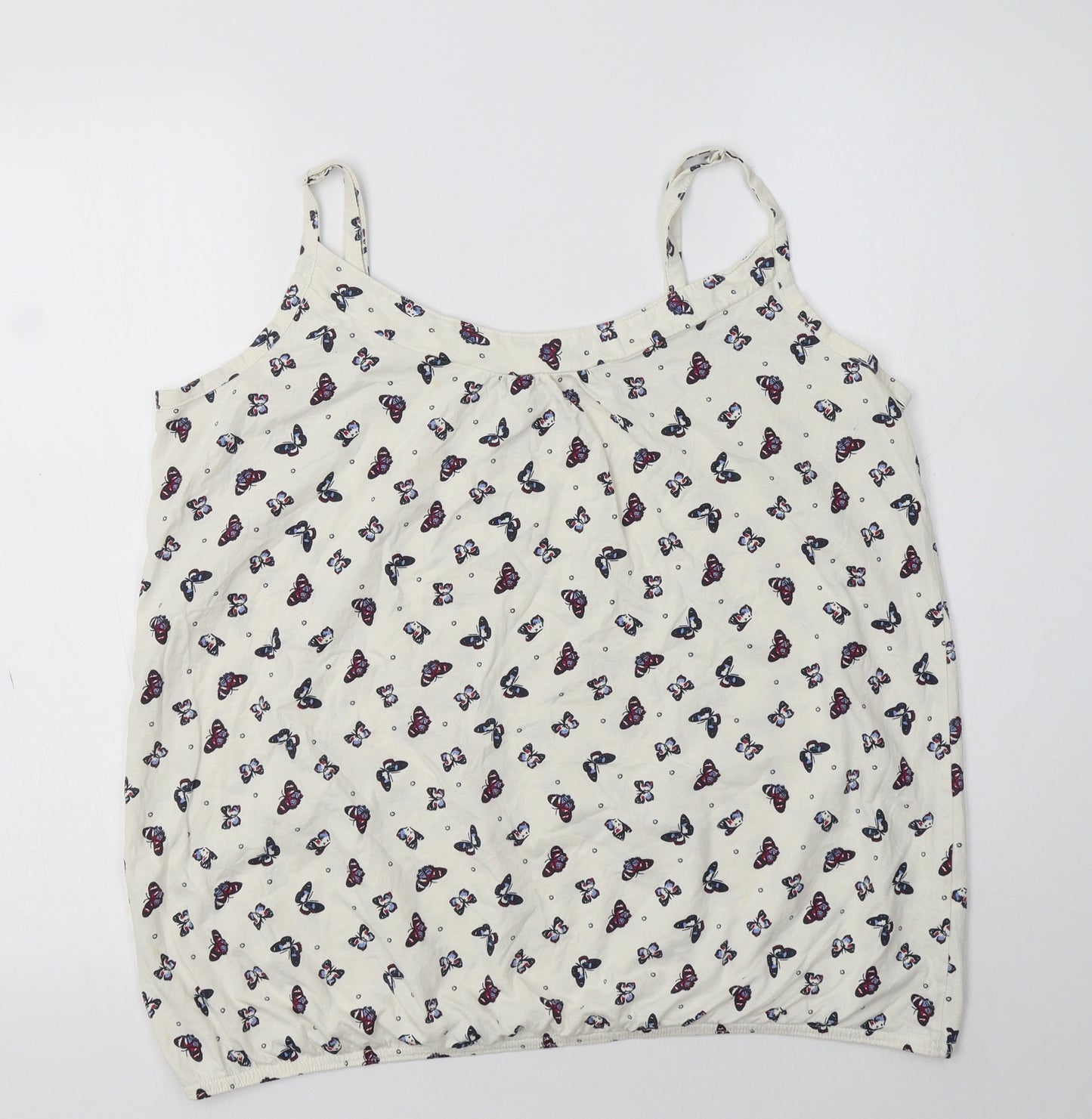 BHS Womens White Geometric Cotton Camisole Tank Size 20 Round Neck - Butterfly Print