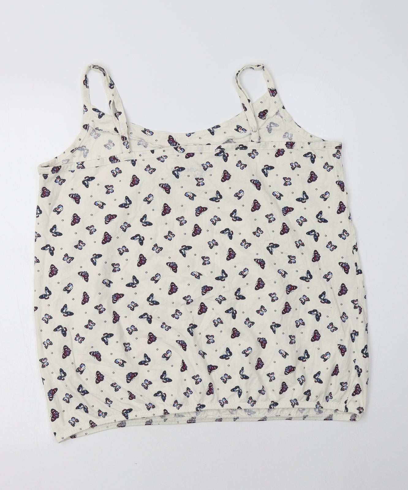 BHS Womens White Geometric Cotton Camisole Tank Size 20 Round Neck - Butterfly Print