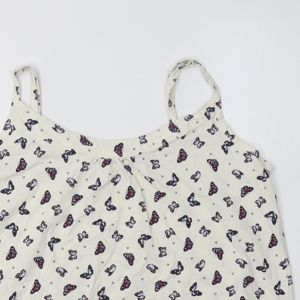 BHS Womens White Geometric Cotton Camisole Tank Size 20 Round Neck - Butterfly Print
