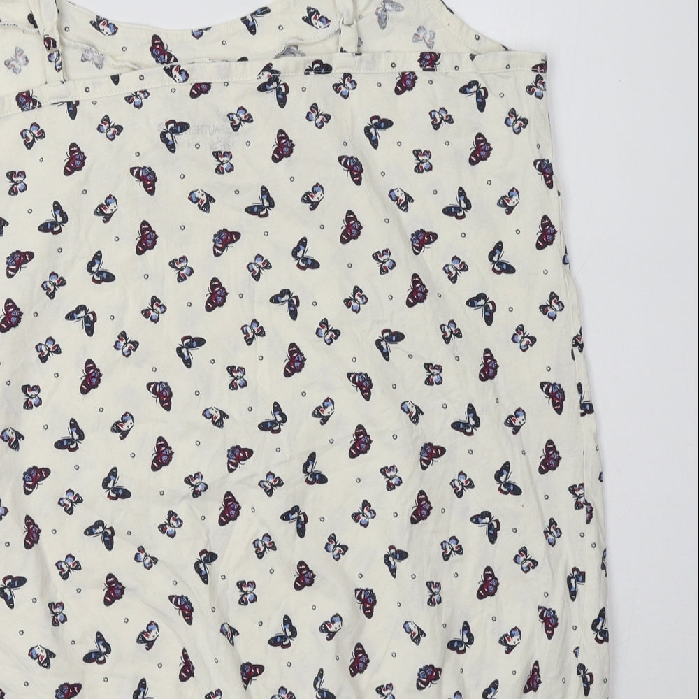 BHS Womens White Geometric Cotton Camisole Tank Size 20 Round Neck - Butterfly Print