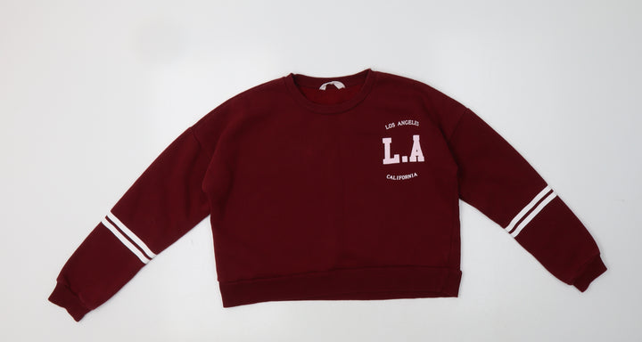 Matalan Girls Red  Cotton Pullover Sweatshirt Size 13 Years   - L.A.