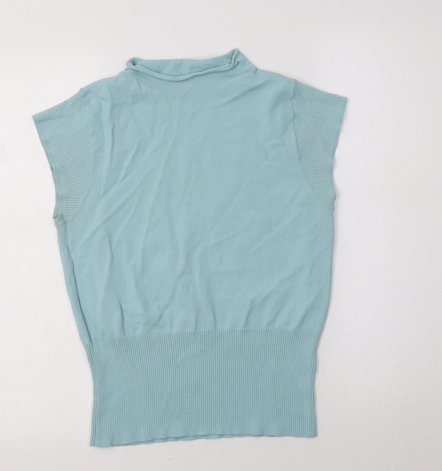 NEXT Womens Blue Mock Neck  Viscose Vest Jumper Size 12