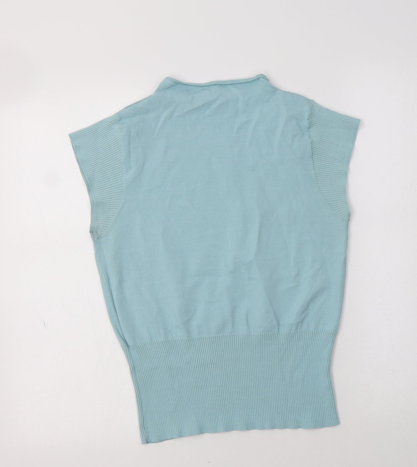 NEXT Womens Blue Mock Neck  Viscose Vest Jumper Size 12