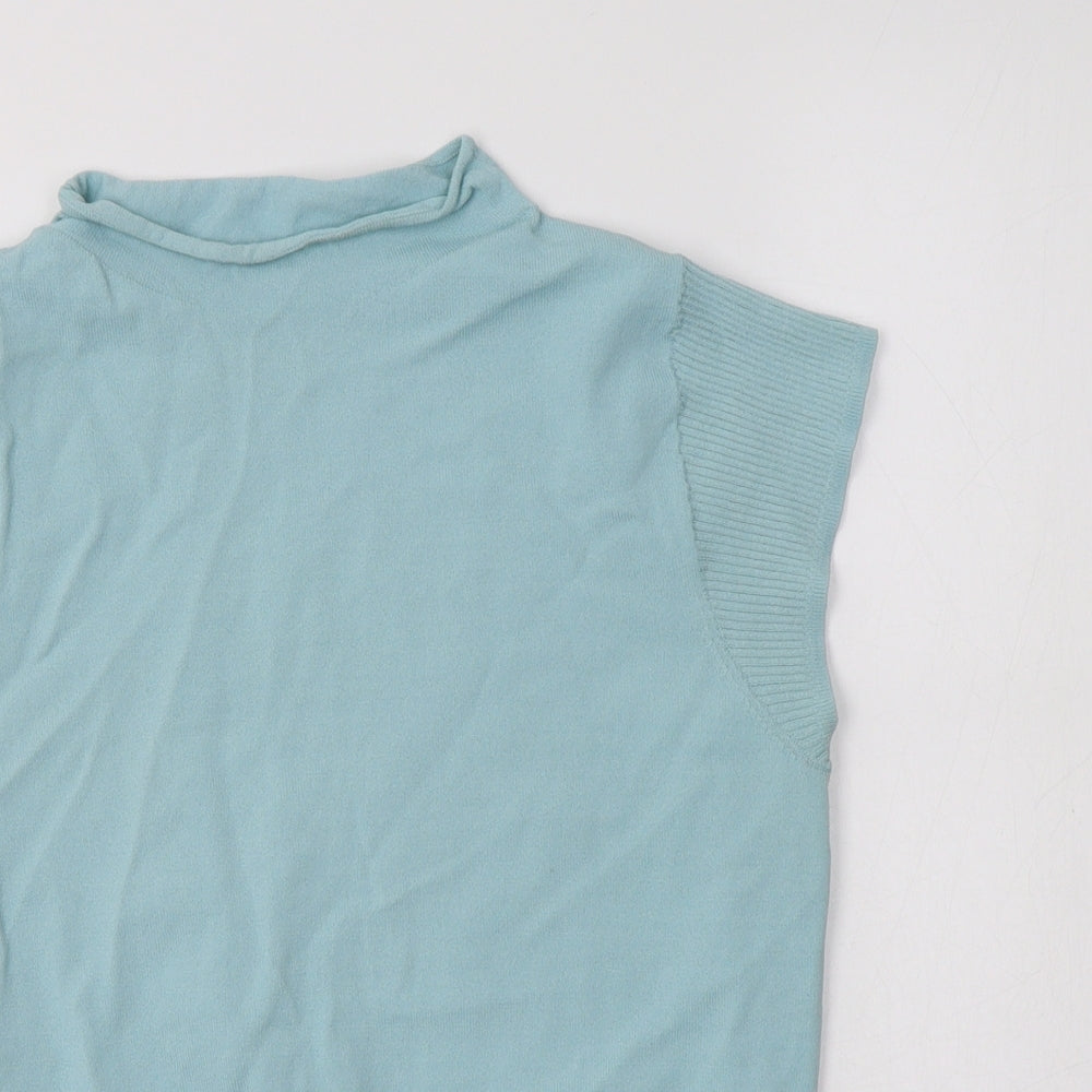 NEXT Womens Blue Mock Neck  Viscose Vest Jumper Size 12