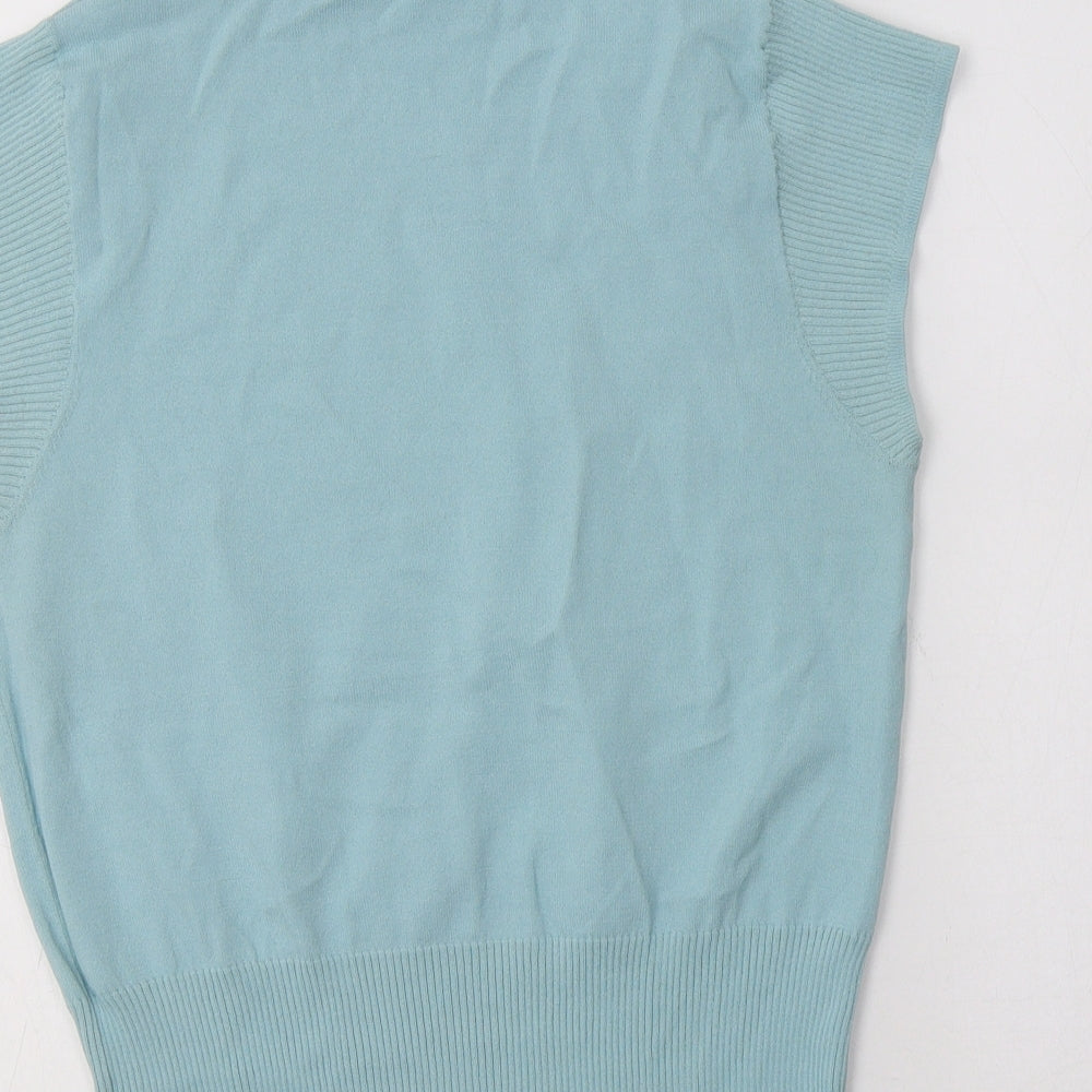 NEXT Womens Blue Mock Neck  Viscose Vest Jumper Size 12