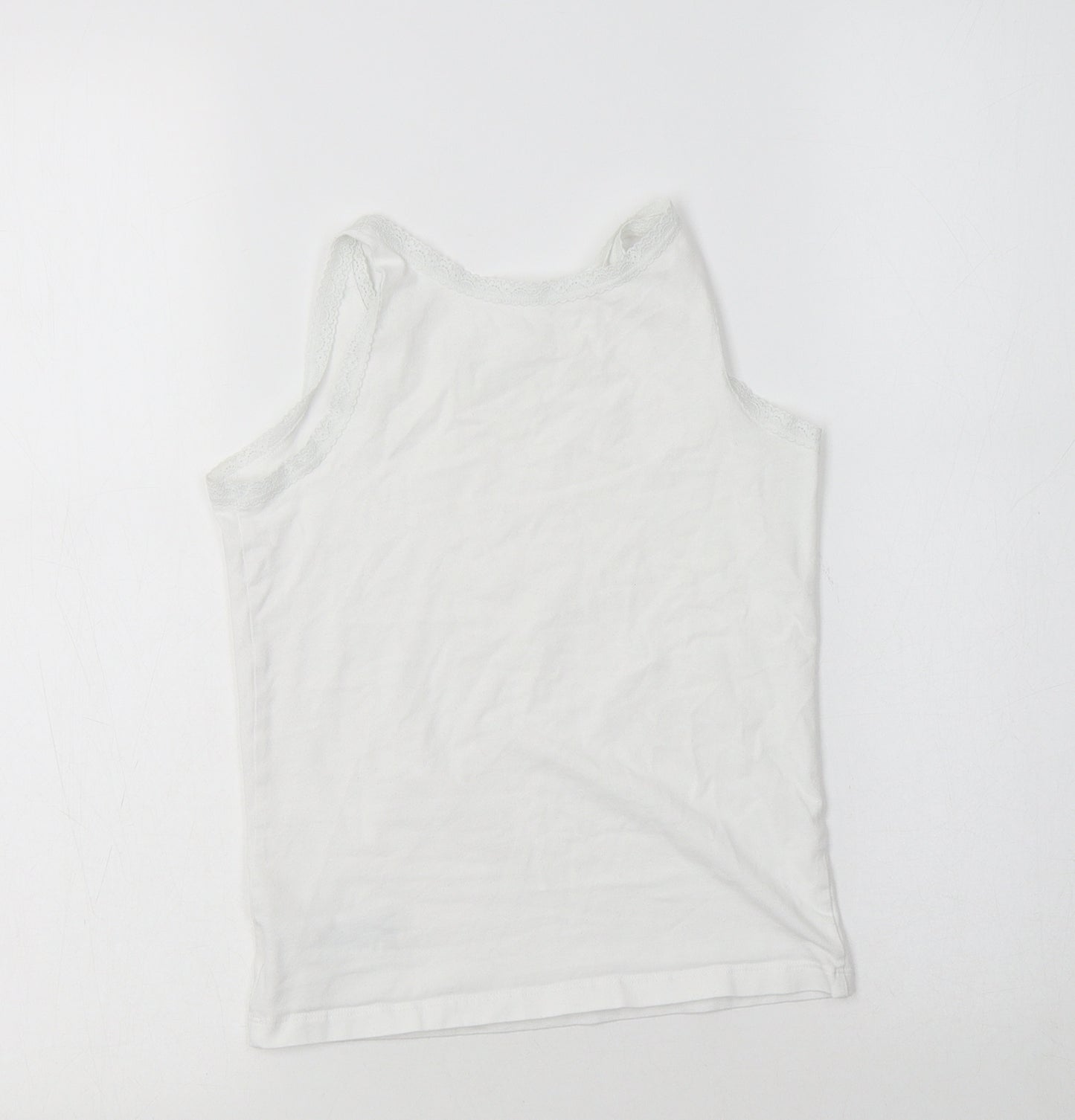 NEXT Girls White  Cotton Basic Tank Size 7-8 Years Round Neck