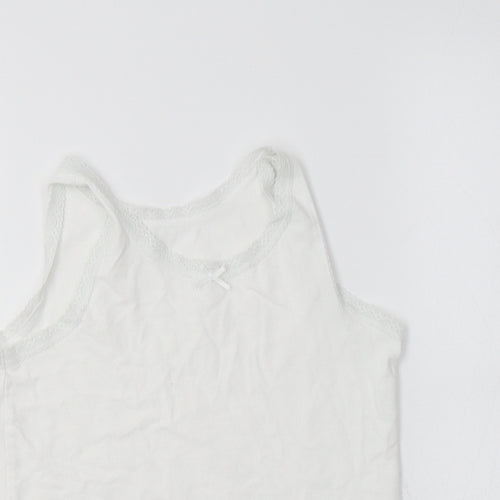 NEXT Girls White  Cotton Basic Tank Size 7-8 Years Round Neck