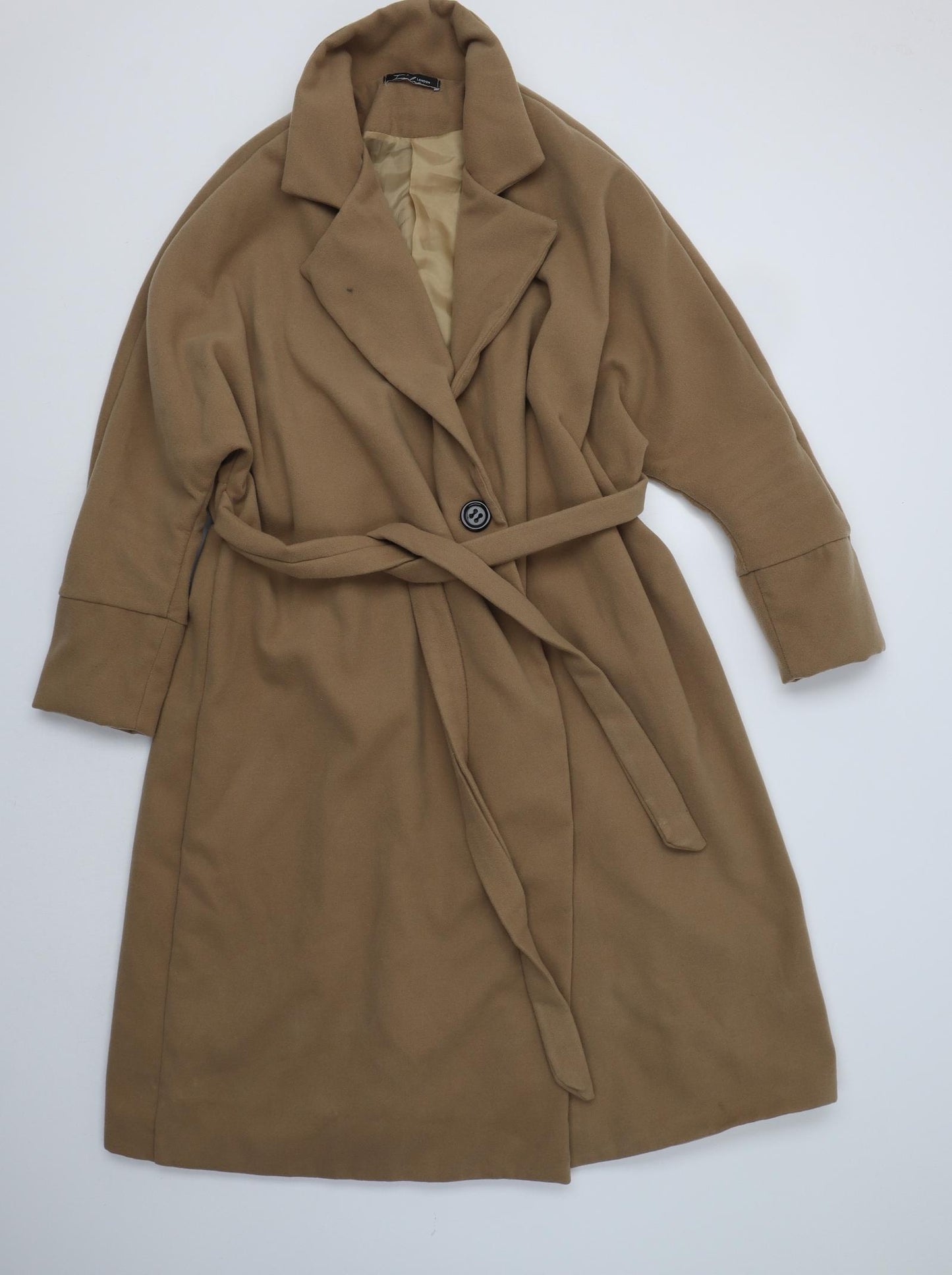 Lulura Womens Beige   Overcoat Coat Size L