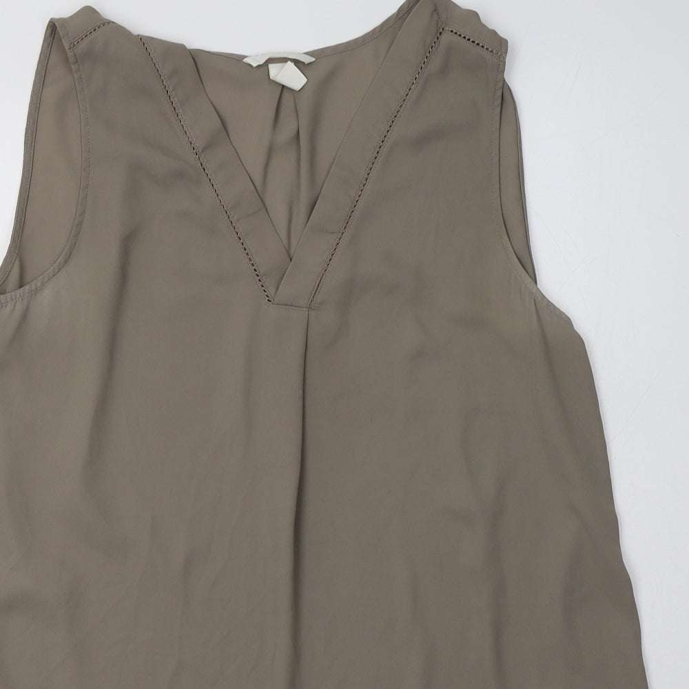 H&M Womens Beige  Polyester Tunic Tank Size 18 V-Neck