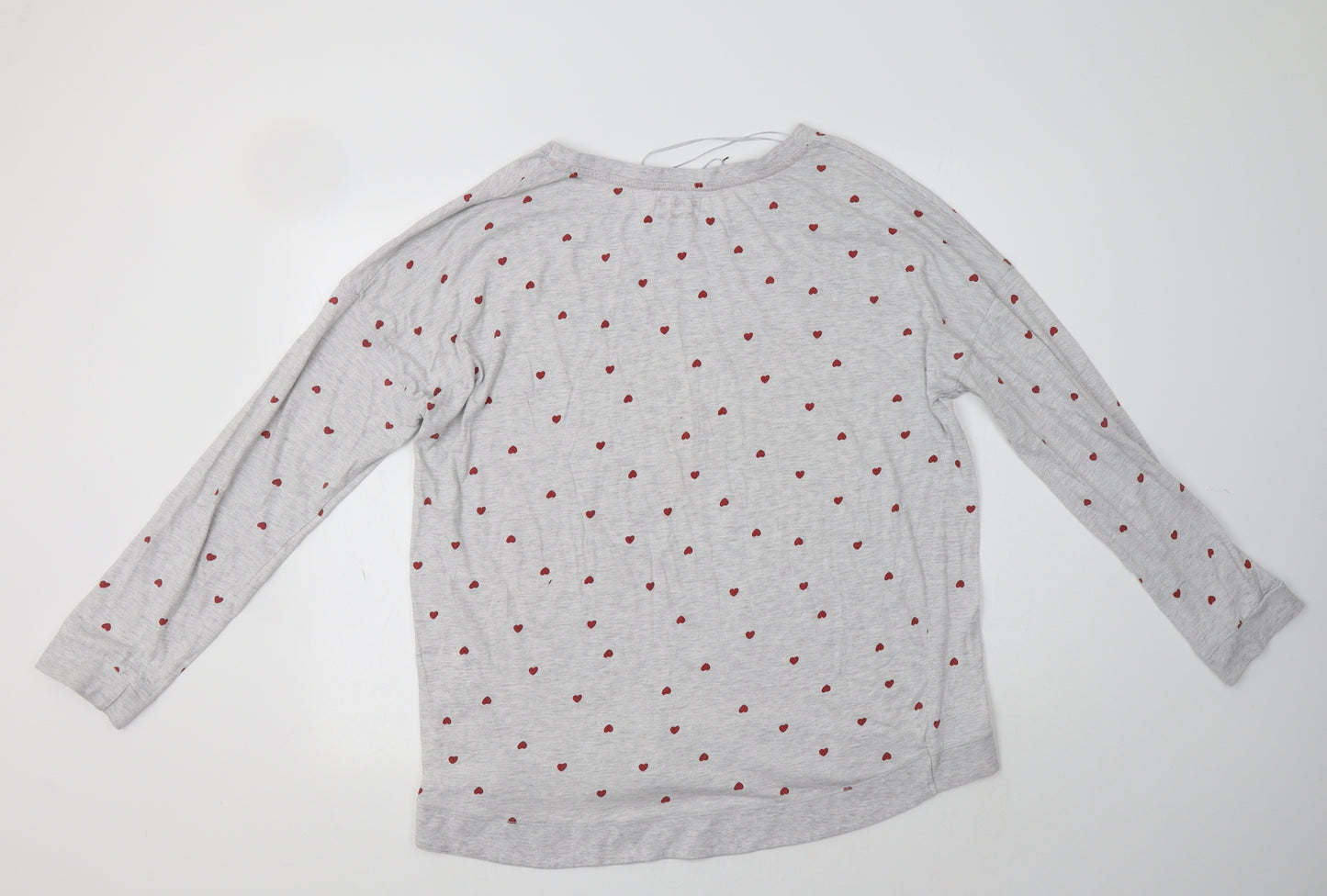 F&F Womens Grey  Cotton Top Pyjama Top Size 22   - Heart Print