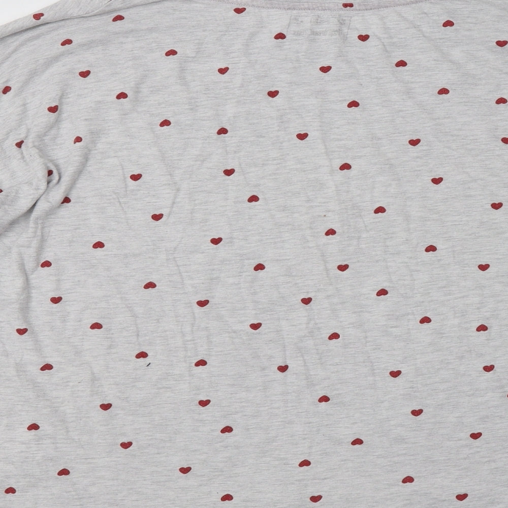 F&F Womens Grey  Cotton Top Pyjama Top Size 22   - Heart Print