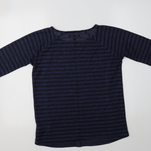NEXT Womens Blue Striped Polyester Basic Blouse Size 8 Crew Neck