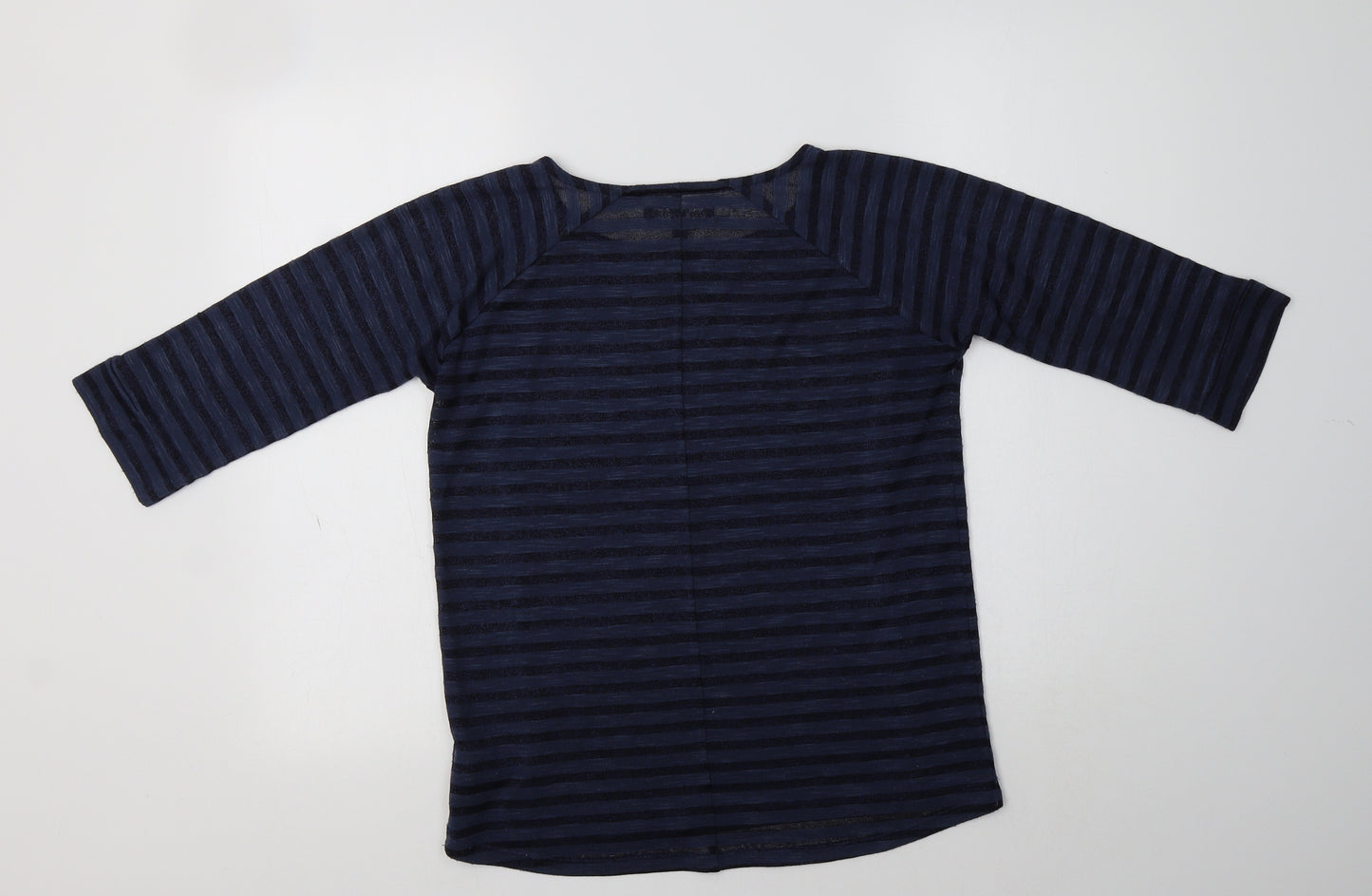NEXT Womens Blue Striped Polyester Basic Blouse Size 8 Crew Neck