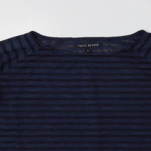 NEXT Womens Blue Striped Polyester Basic Blouse Size 8 Crew Neck