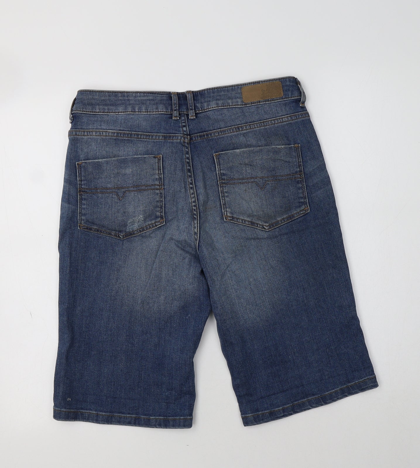 M&S Womens Blue  Cotton Chino Shorts Size 10 L11 in Regular