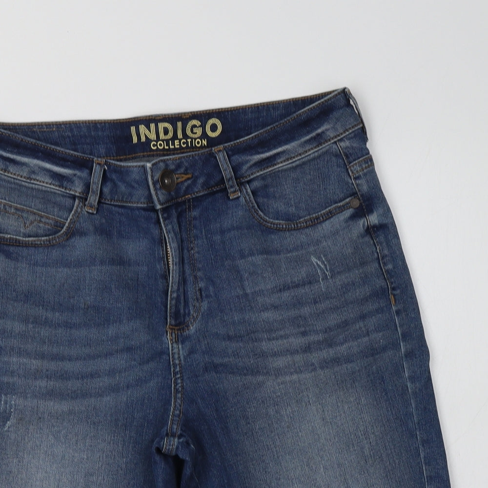 M&S Womens Blue  Cotton Chino Shorts Size 10 L11 in Regular