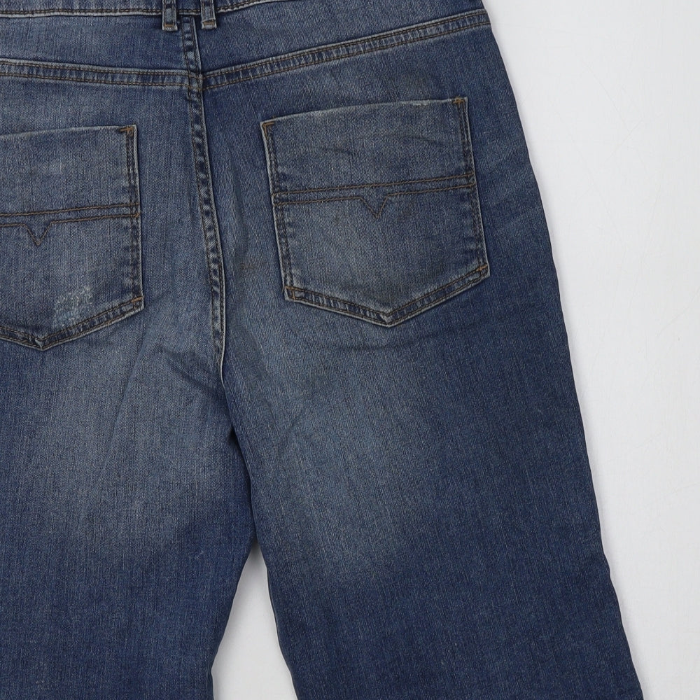 M&S Womens Blue  Cotton Chino Shorts Size 10 L11 in Regular