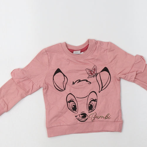 Disney Baby Baby Pink  Cotton Pullover Jumper Size 3-6 Months   - Bambi