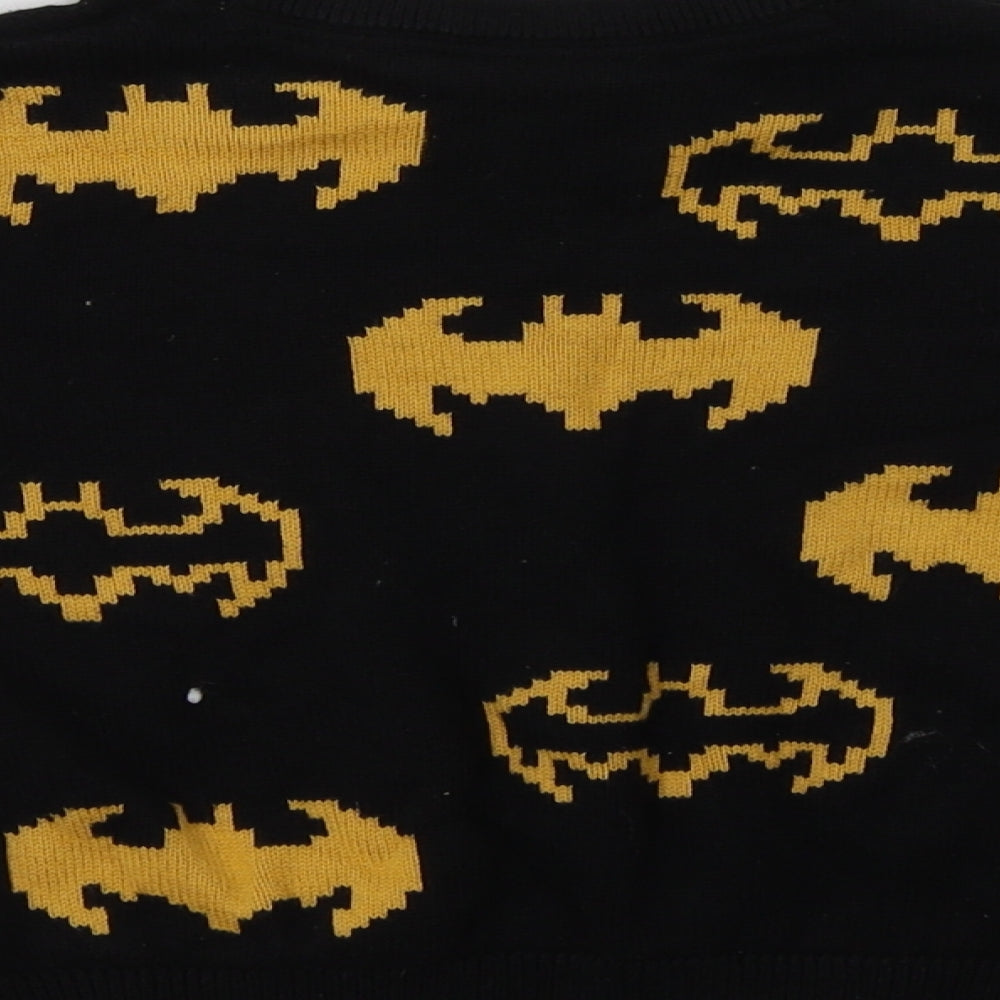 F&F Boys Black Crew Neck Geometric Cotton Pullover Jumper Size 2-3 Years   - Batman