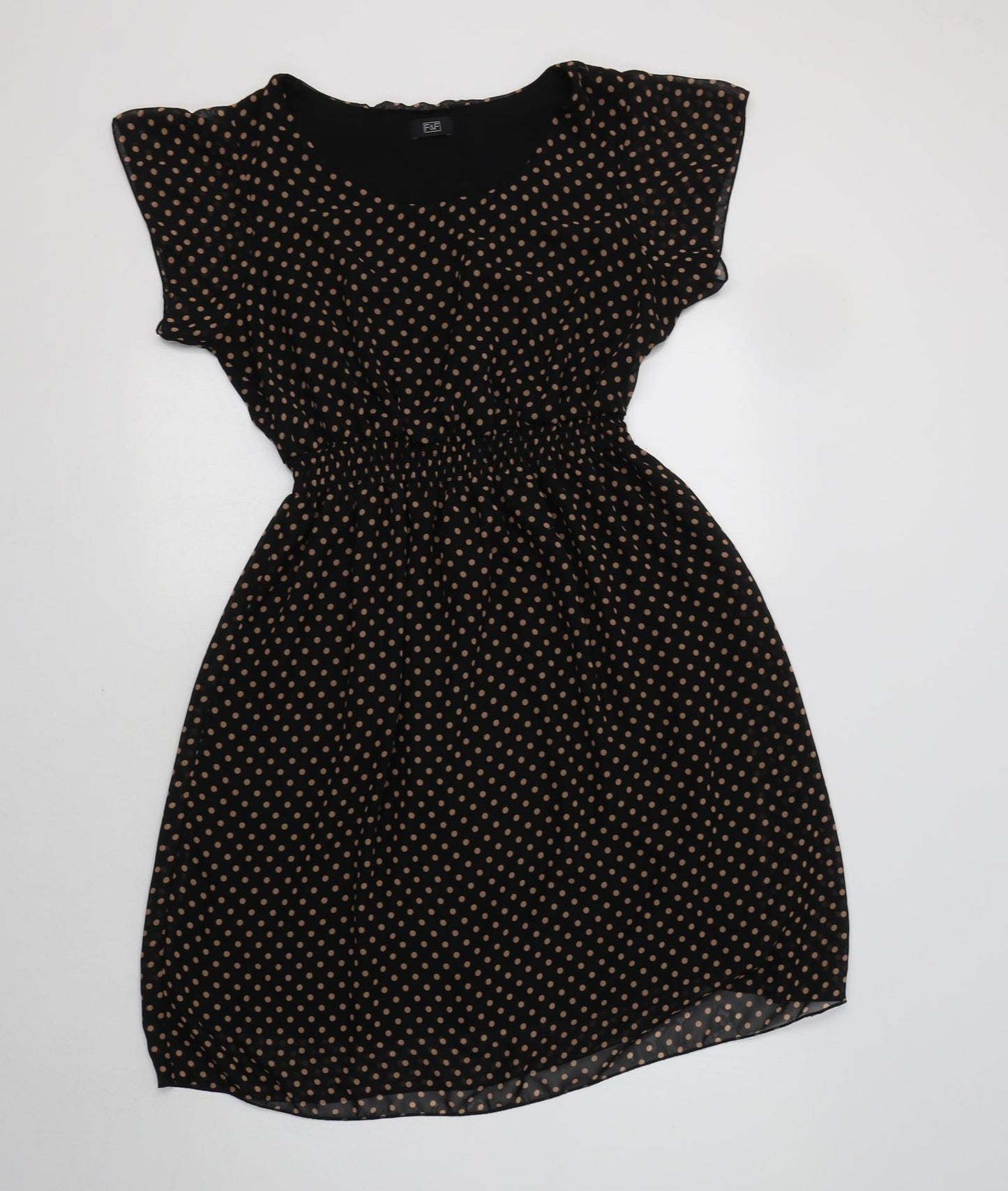 F&F Womens Black Polka Dot Polyester Fit & Flare  Size 14