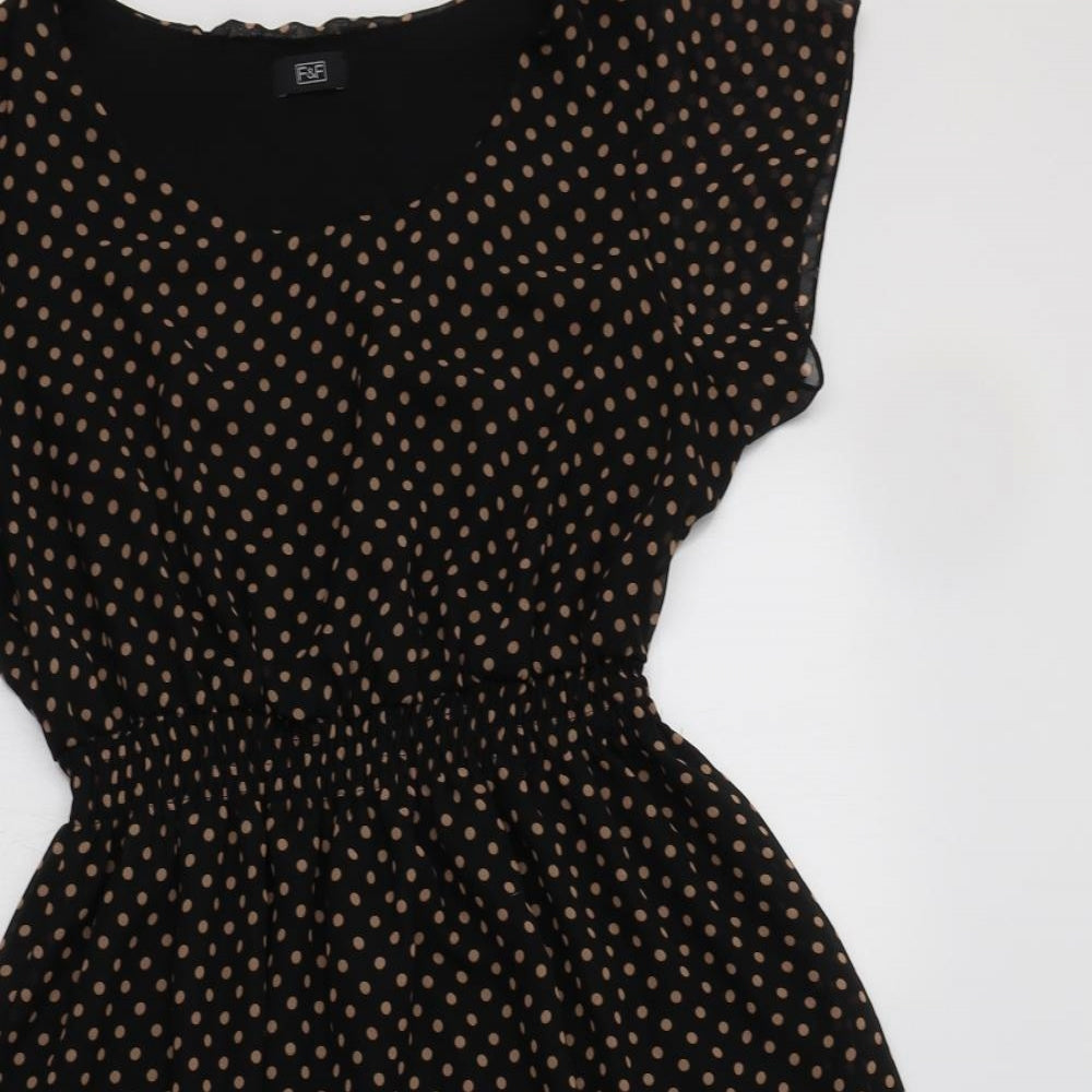 F&F Womens Black Polka Dot Polyester Fit & Flare  Size 14