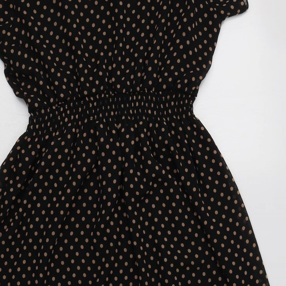 F&F Womens Black Polka Dot Polyester Fit & Flare  Size 14