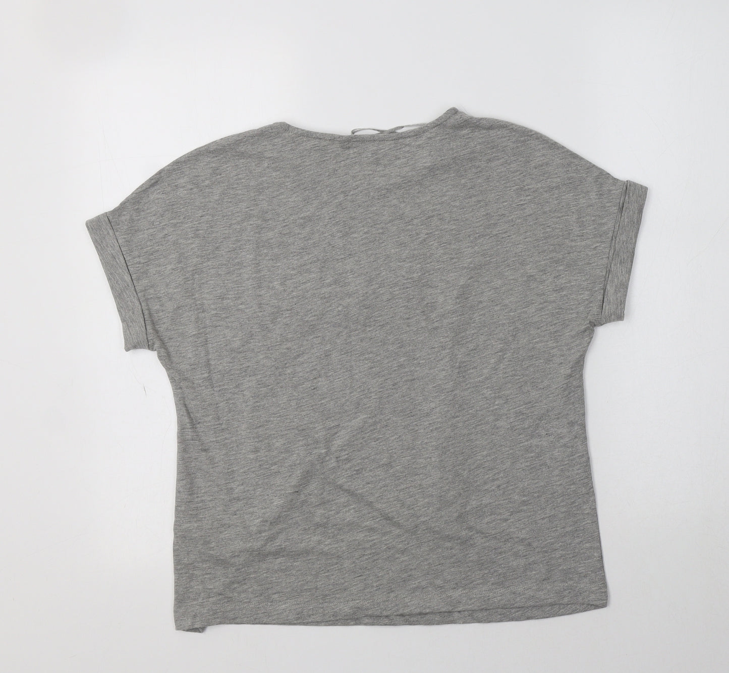 Red Herring Womens Grey  Polyester Basic T-Shirt Size 8 Crew Neck - Love