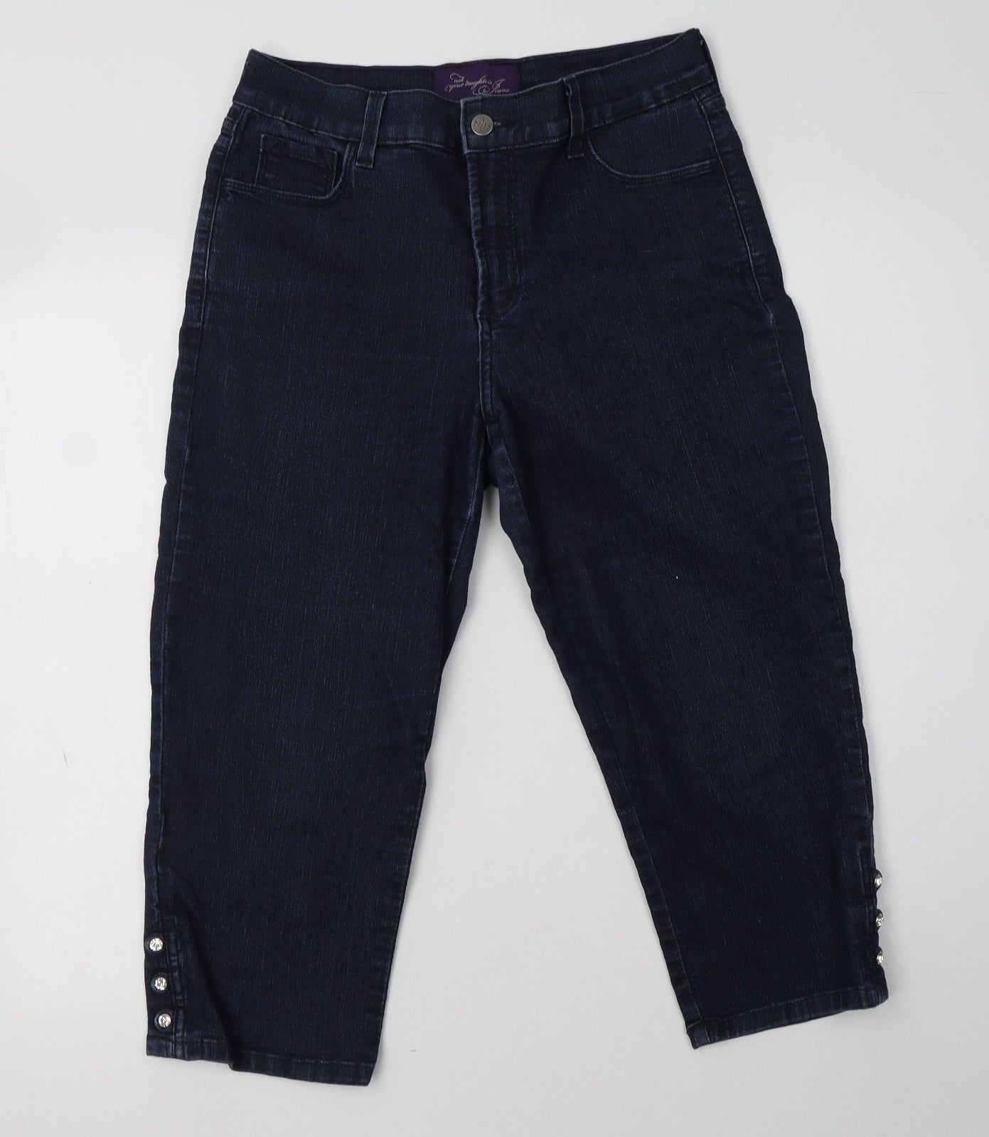 Not Your Daughter's Womens Blue  Cotton Cropped Jeans Size 10 L21 in Regular  - Sparkly Buttons