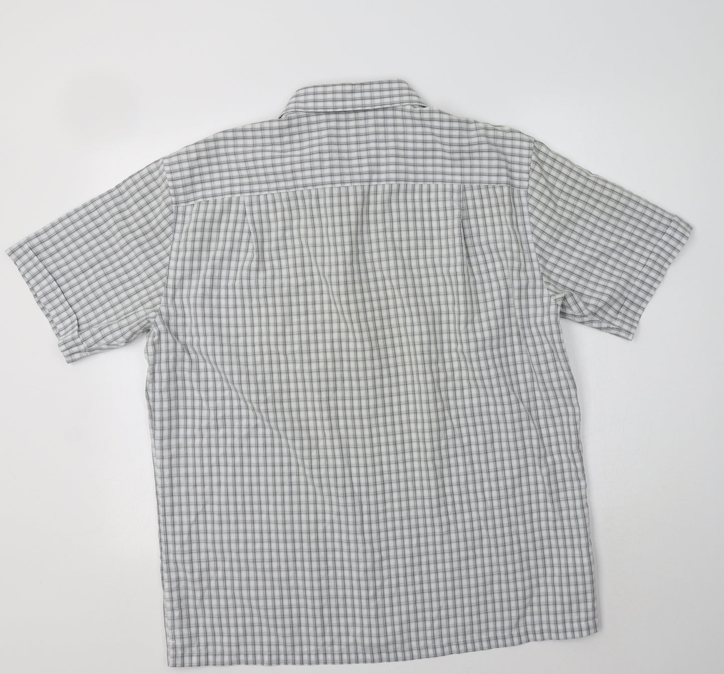 M&S Mens Grey Check Viscose  Button-Up Size L Collared