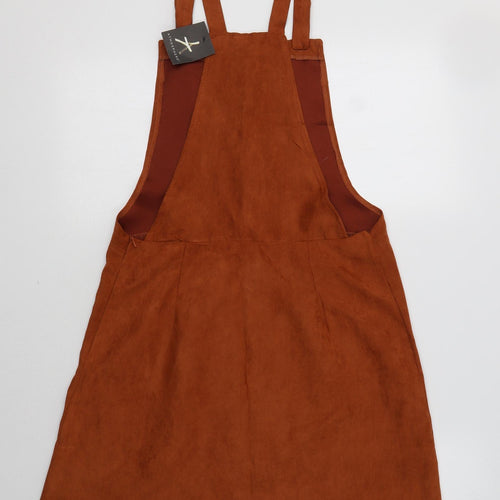Primark Womens Brown  Polyester Pinafore/Dungaree Dress  Size 12  Square Neck