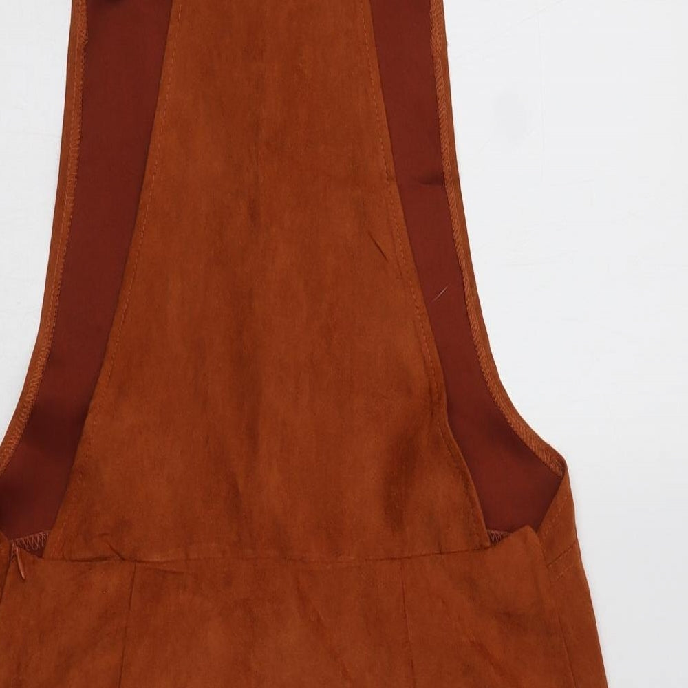 Primark Womens Brown  Polyester Pinafore/Dungaree Dress  Size 12  Square Neck