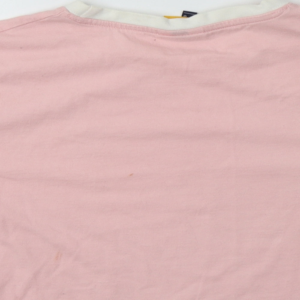 ellesse Womens Pink  Cotton Cropped Polo Size 8 Crew Neck