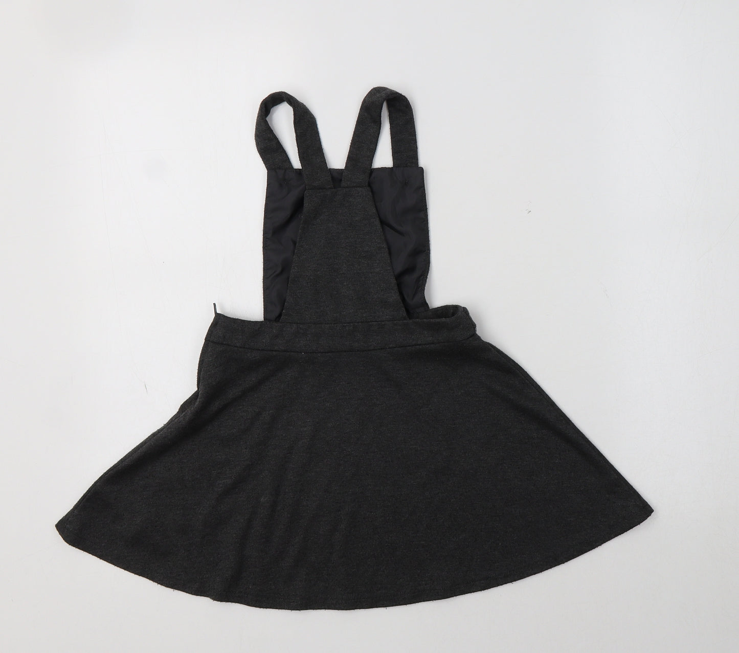 F&F Girls Grey  Polyester Pinafore/Dungaree Dress  Size 4-5 Years  Square Neck  - School Wear