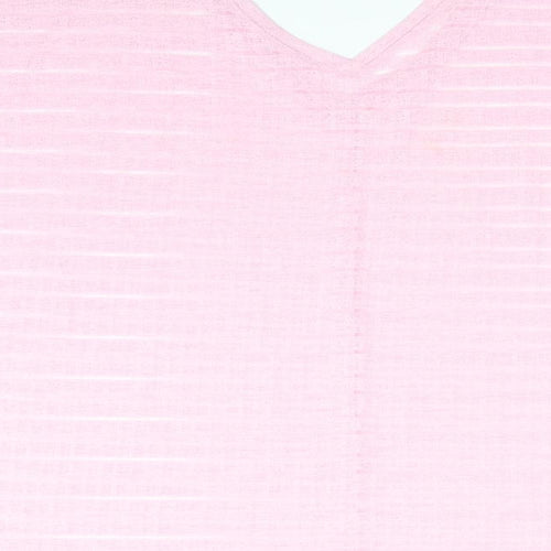 NEXT Womens Pink Striped Polyester Tunic Blouse Size 20 V-Neck - Candy Floss Pink - Semi Sheer - V Neck front & back